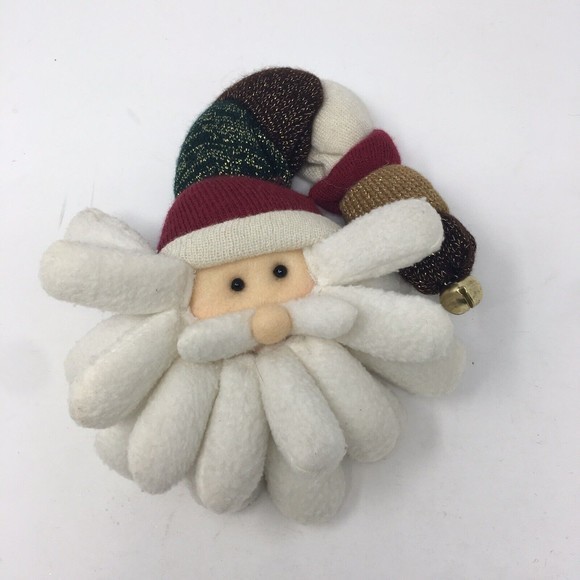 Stuffed Plush Santa Claus‎ Head w/ Jingle Bell hat Christmas Holiday Decor  9" - Picture 8 of 8